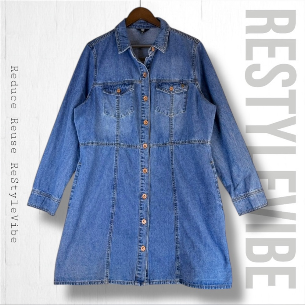 FRYE Women’s Size XL Dress Mini Length Denim Jean Button Front Pockets Western
